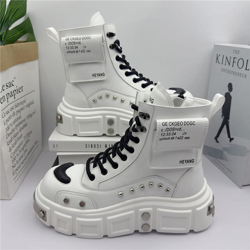 Fashion New Designer Men's Fashion Height Increasing Causal Shoes Male Retro High Tops Flats Moccasins Walking Sneakers Ankle Boots