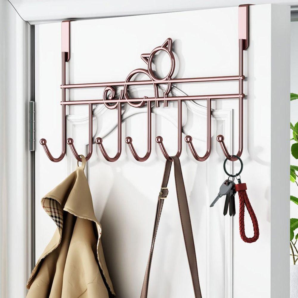 Space Saving Door Storage Hook Punch-Free Door Hanger Rack Traceless Organizer Rack Home Use