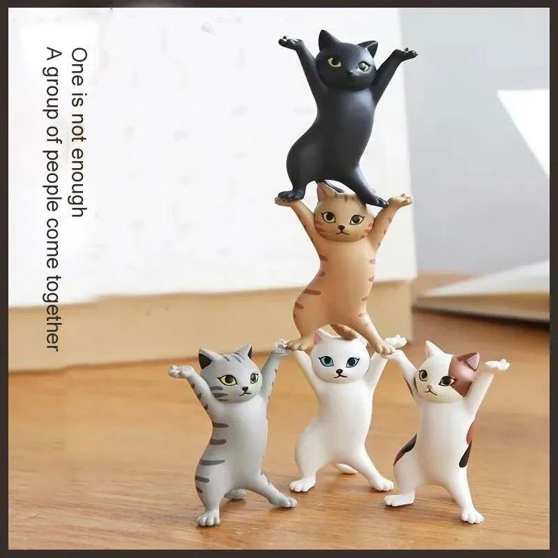 5 PCs Dancing Cat Animation Figure Enchanting Capsule Toy Doll for Fashion Cake Decoration Cat Model Enchanted Doll