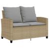 2 Seater Garden Sofa with Cushions & Table Beige Poly Rattan