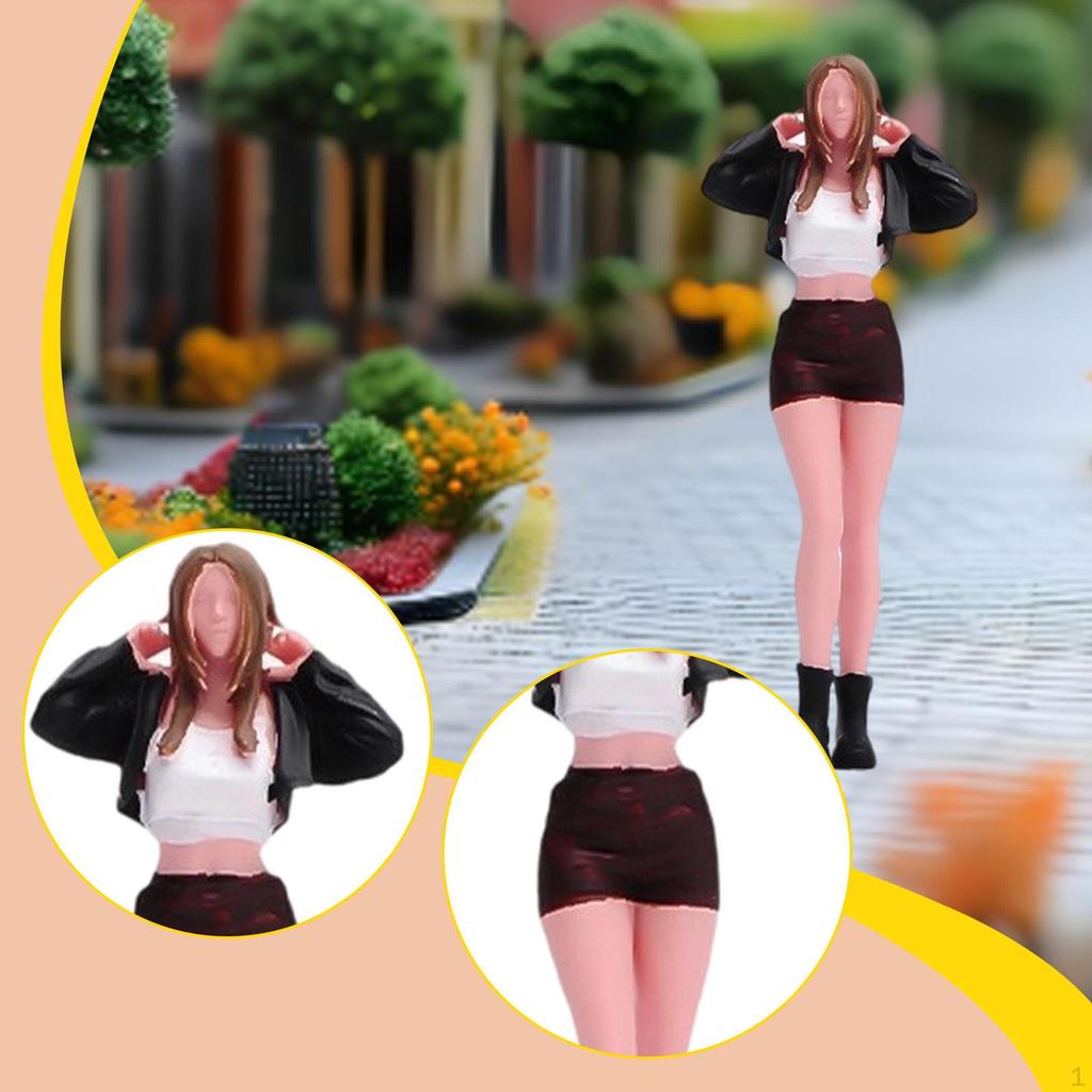 1/64 Long Hair Girl Figure Model Miniature Scene Collections DIY Projects Layout Decoration Micro