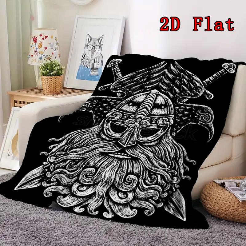 Odin Viking Warrior 2D Flat Pattern Flannel Blanket High quality All Seasons Warmth and Comfort Perfect for Christmas Gifts.