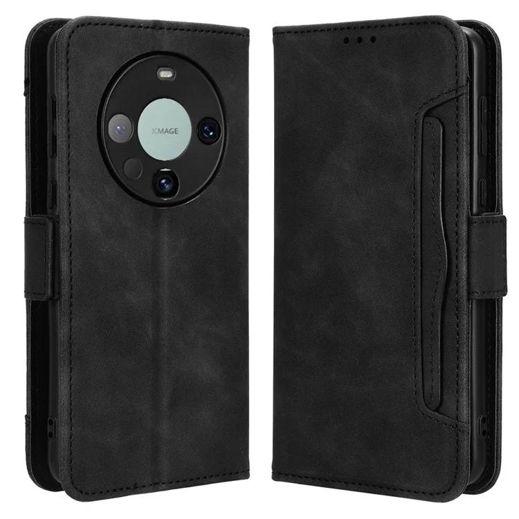 Для Huawei Mate 60 кожаный чехол-подставка с несколькими отделениями для карточек и телефоном