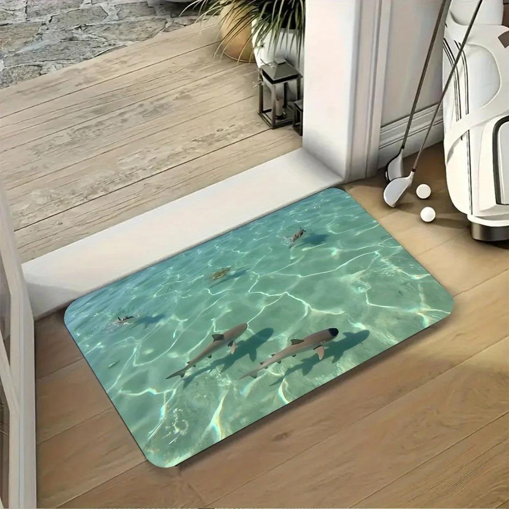 Креативный коврик 3D-иллюзия прозрачная вода океана пляжный узор резиновый напольный коврик влаговпитывающий, нескользящий входная дверь ванная комната