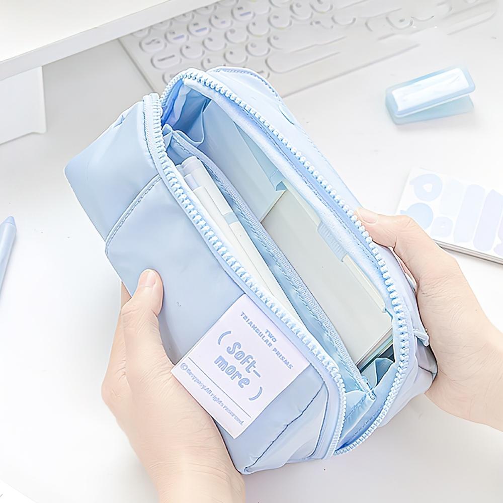 Пенал с призмой, сумка для ручек кремового цвета, большая вместимость, мягкий карманный чехол для хранения канцелярских принадлежностей