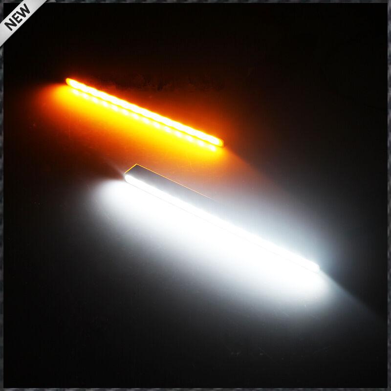 2 Pcs Waterproof Ultra Slim Switchback 30LED Amber+White Car Fog Light Bar DRL