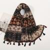 Women's Elegant Autumn/Winter Scarf, Bohemian Style Delicate Tassel Trim Printed Shawl, Sun Protection Warm Travel Shoulder Cover