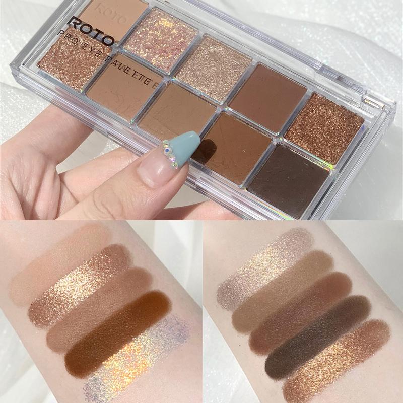 ROTO Акриловые матовые блестящие дымчатые тени для век Палитра блестящих теней для век с мерцанием и сиянием Палитра теней для макияжа Телесные пигменты для глаз