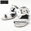 H202180Z Bikini Sandal with Chaine d'Ancre Motif In Metallic Nappa with Chunky Heel Shoes 38 1/2 SilverUsed