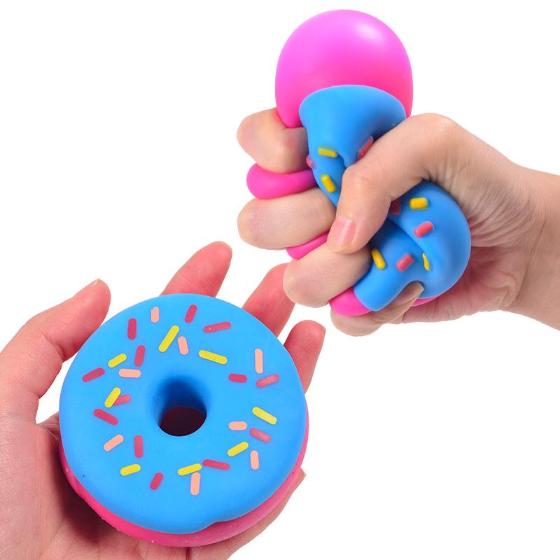 Donut Anti-Anxiety Squishy Toy Soft TPR Stress Relief Squeeze Fidget Toy for Kids Home Play Holiday Gift