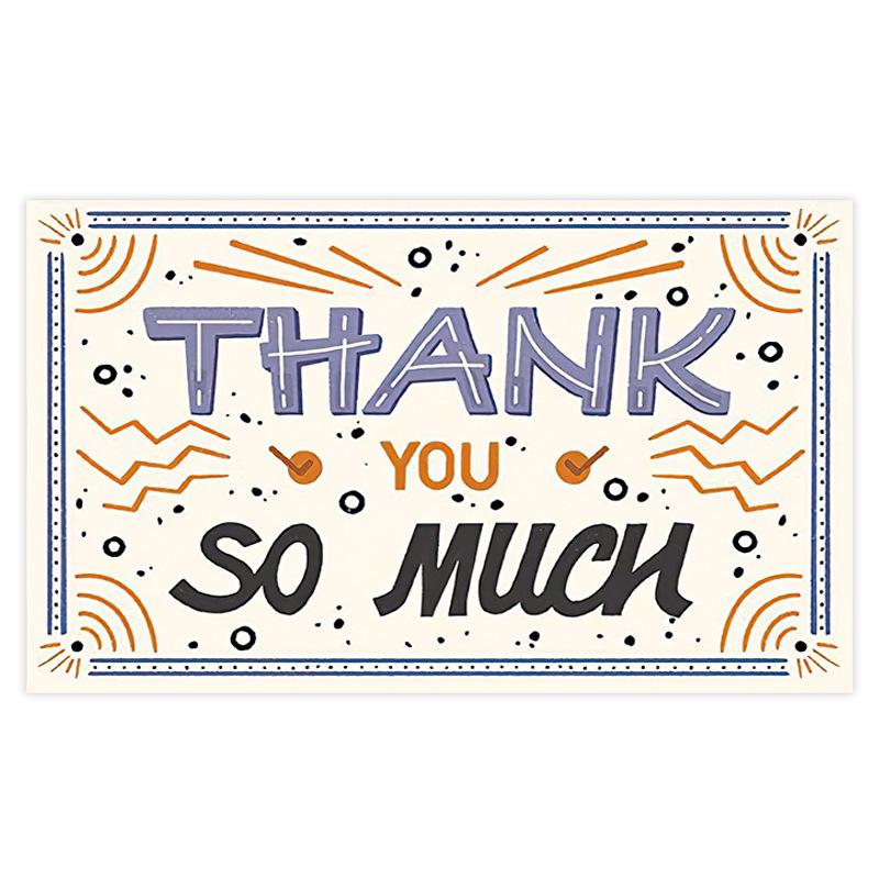 Black Thank You Greeting Cards, 50 Sheets/Pack