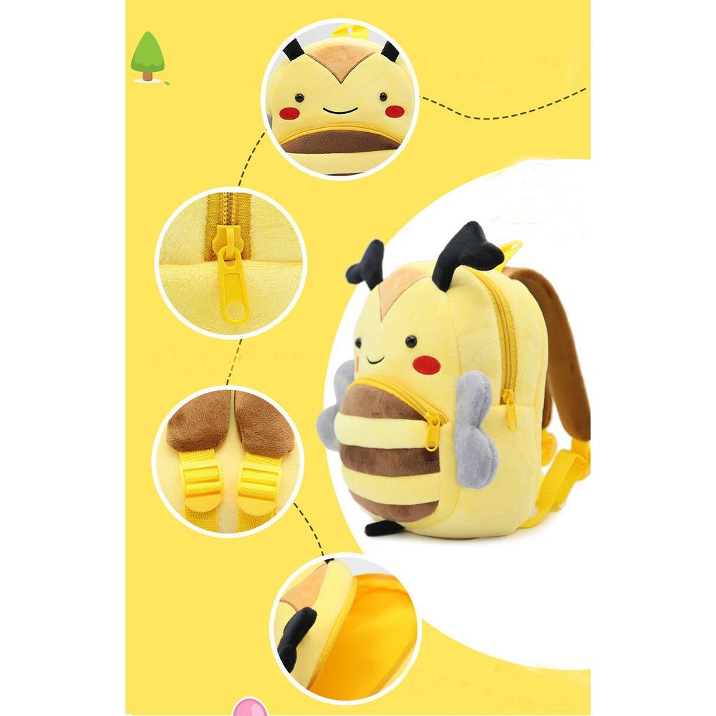 Kids Backpack Bee Model Plus Size 26x24x10cm Yellow Cute Cartoon School Bag for Kindergarten Elementary