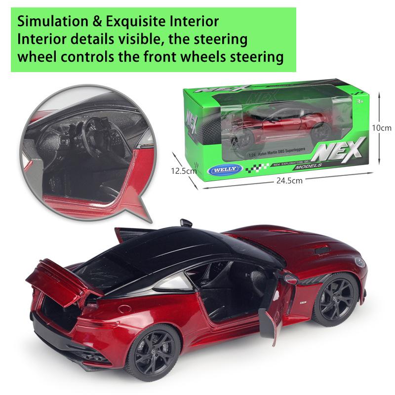 Масштаб 1/24 WELLY Aston Martin DBS Superleggera, модель автомобиля из сплава, литье под давлением, металлические игрушечные транспортные средства, модель автомобиля, коллекция высокой имитации, детские подарки