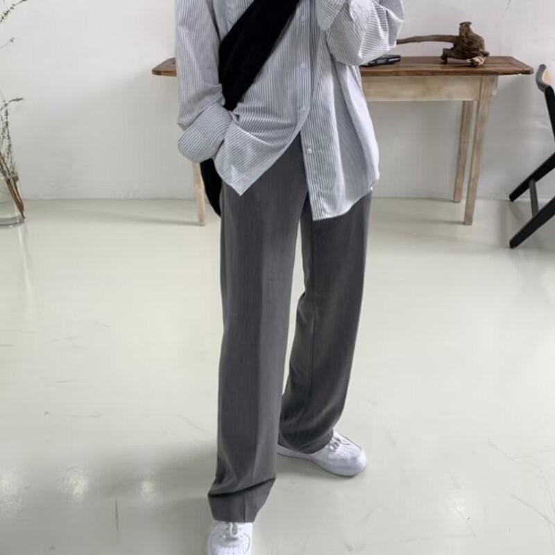 Men's Spring Light Luxury Black Wide-Leg Casual Trousers