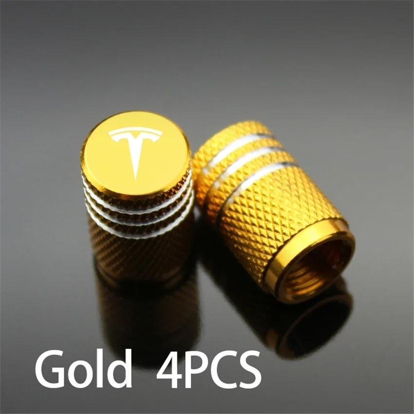 CSNK3 Tesla Model 3 Y S X - 4PCS Aluminum Alloy Tire Valve Stem Caps Covers, Car Wheel Accessories Replacement