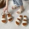 Cross Band White Leather Platform Slippers Women Luxury Designer Slides Shoes Soft Belt Beach Sandalias Woman Outdoor Sandals