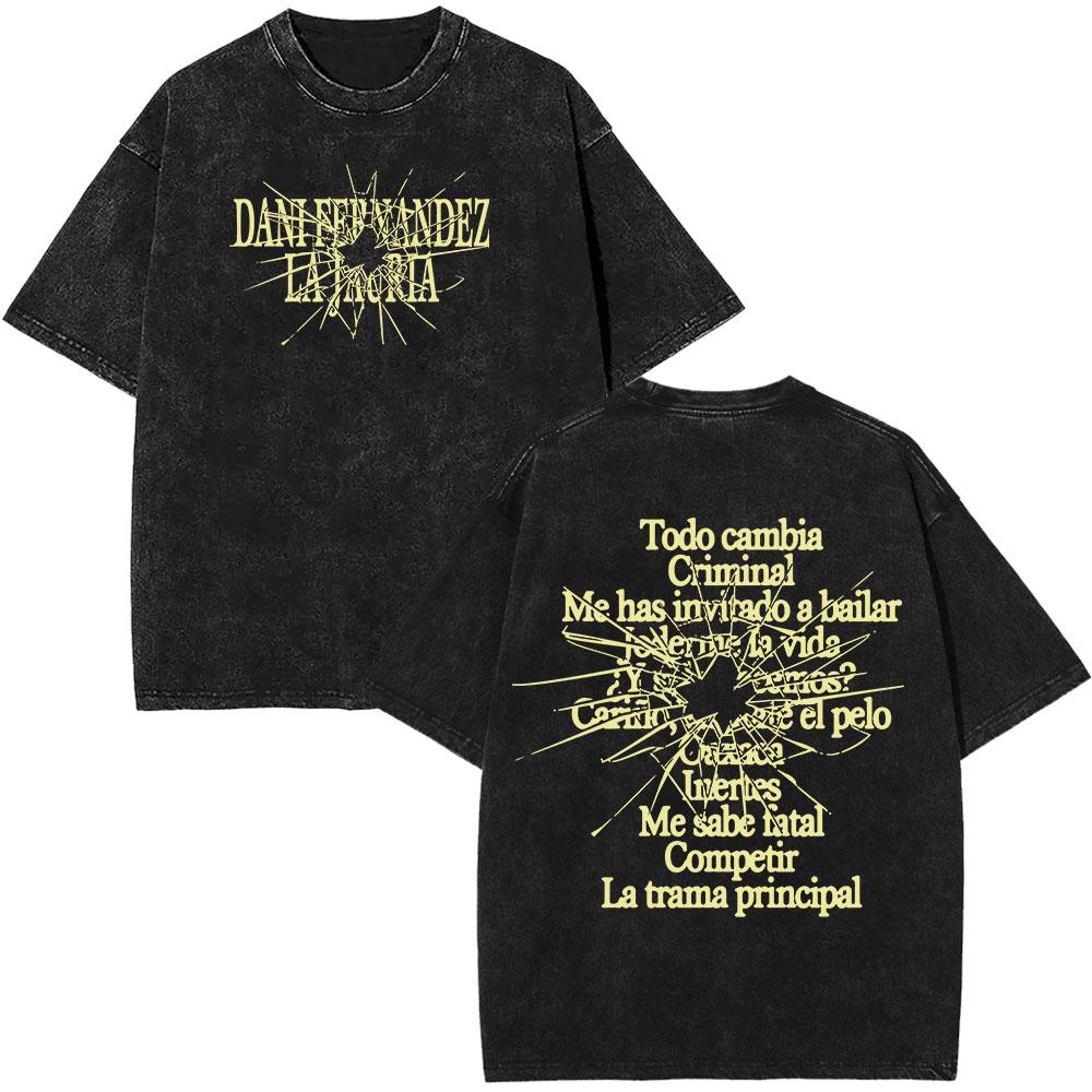 Rapper Dani Fernandez Fashion Graphics Vintage Washed Tshirt Unisex Women Highquality Tshirts Summer Casual Oversized Tshirts