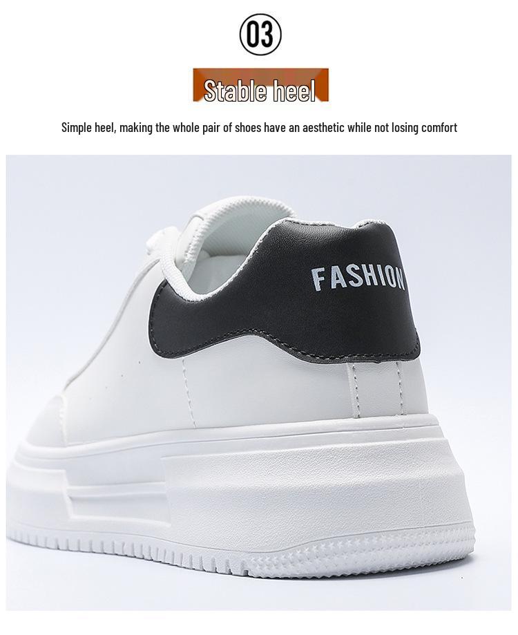 Мужские весенние дышащие белые кроссовки: Трендовые повседневные спортивные туфли на толстой подошве в корейском стиле