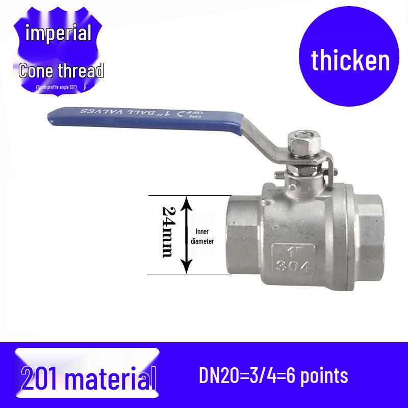 201/304 Stainless Steel Female Thread Ball Valve, Two-Piece, Available in 1/2", 3/4", 1", 2" (DN15-20)