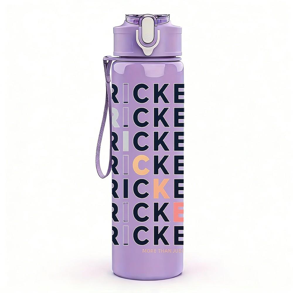 1PC Cricket Sport Repeat Text Print 750ml Color Plastic Sports Water Bottle Leakproof Flip Straw Lid Suitable for Sports Office Home Use