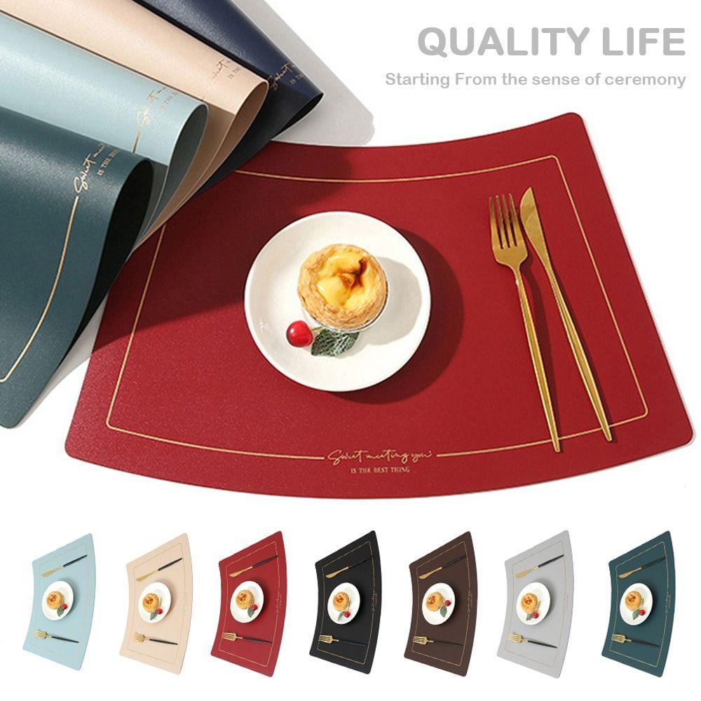 Chinese Style Leather Placemat PU Leather Oil Proof Mat New Western Placemat  Home Decor