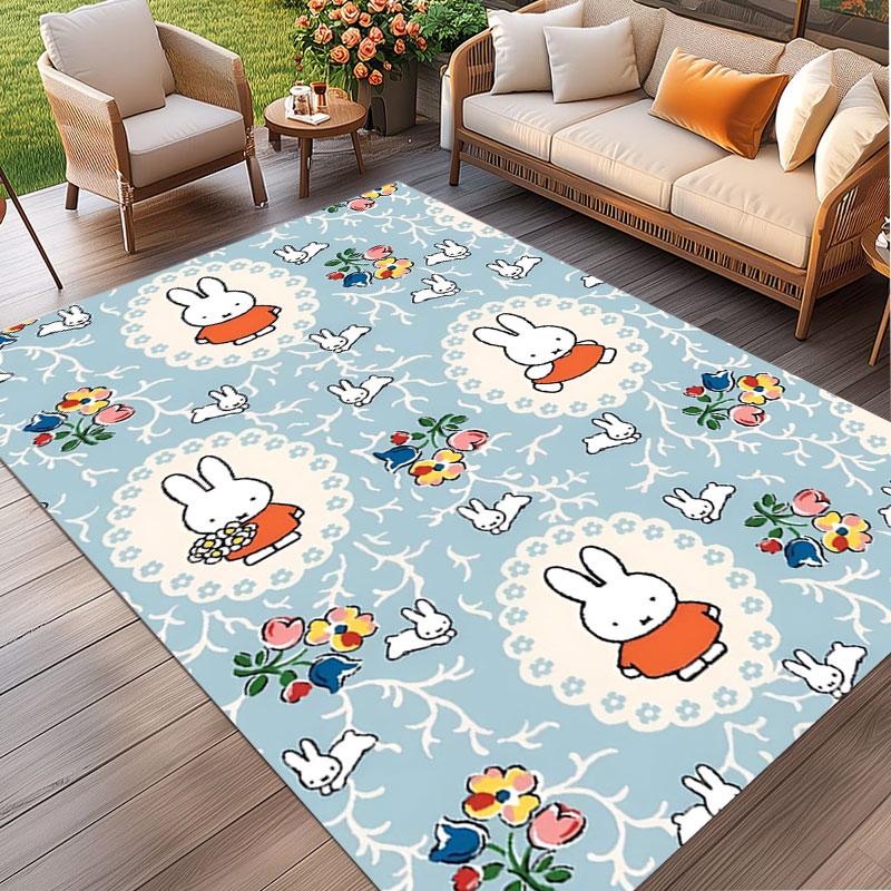 Miffy Print Rug, Washable Floor Carpet, For Entryway Dorm Laundry Room Office Study, Home Decor Birthday Christmas Gift