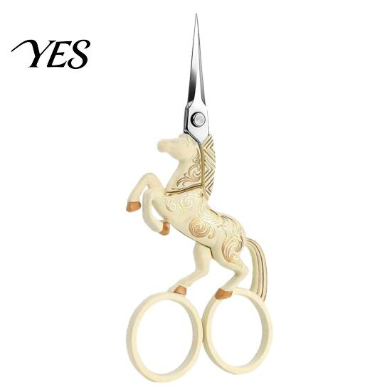 Decorative Craft Scissors Retro Style Scissors, Double-Ring Horse-Shaped Handle Stainless Steel Sharp Lightweight Tailor Pointed Blade for Tailoring