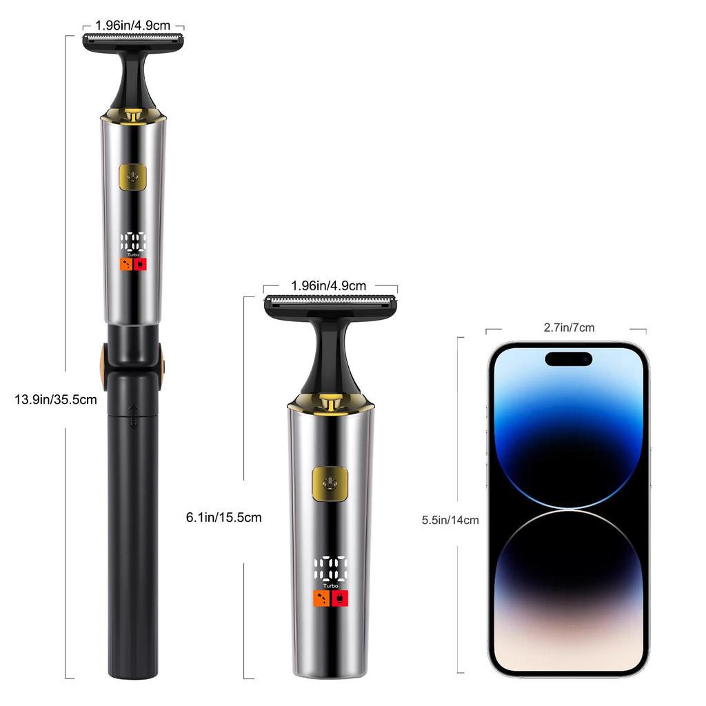 Adjustable Electric Trimmer for Men IPX6 Waterproof Telescopic Head Body Nose Beard Hair Trimmer