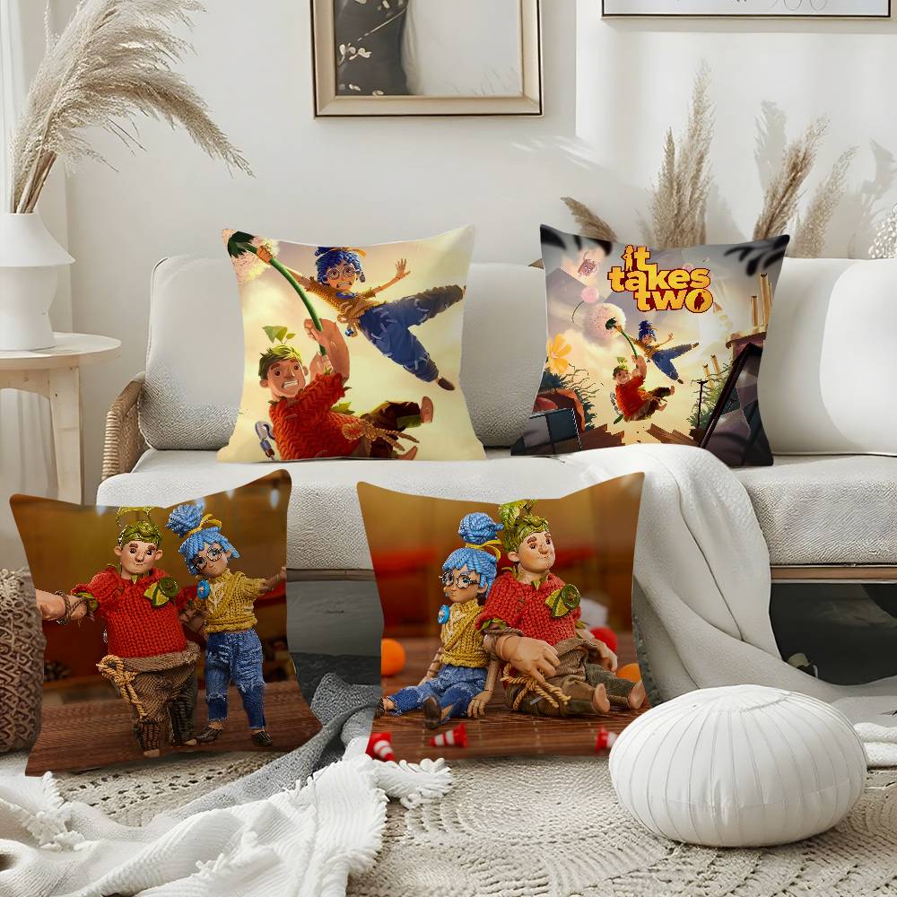 Pillow Case Game It T-Takes Two Sofa Short Plush Double-sided HD Printing Room Home Office Gift Cushion Cover