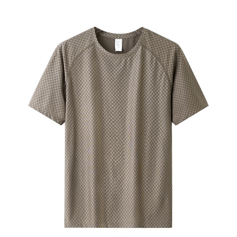 Спортивная мужская футболка с круглым вырезом Ice Silk с коротким рукавом, мужская повседневная футболка с коротким рукавом, удобная