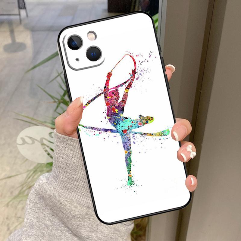 Акварельный чехол для iPhone 17 Pro Max 15 14 13 12 11 16 Pro Max Plus 12 13 Mini 16e 17 Air с принтом "Гимнастика"