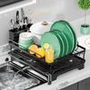 1 шт. Расширяемая сушилка для посуды, одноуровневая сушилка для посуды на столешницу с поддоном для сушки и держателем для посуды, для кухонных столешниц, кухонный органайзер