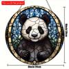 1pc 2d Flat Wood Animals Panda Print Stained Window Suncatcher Home Room Wall Decor Cat Pattern Wooden Sign - 20cm Round Wooden Hanging Pendant DIY