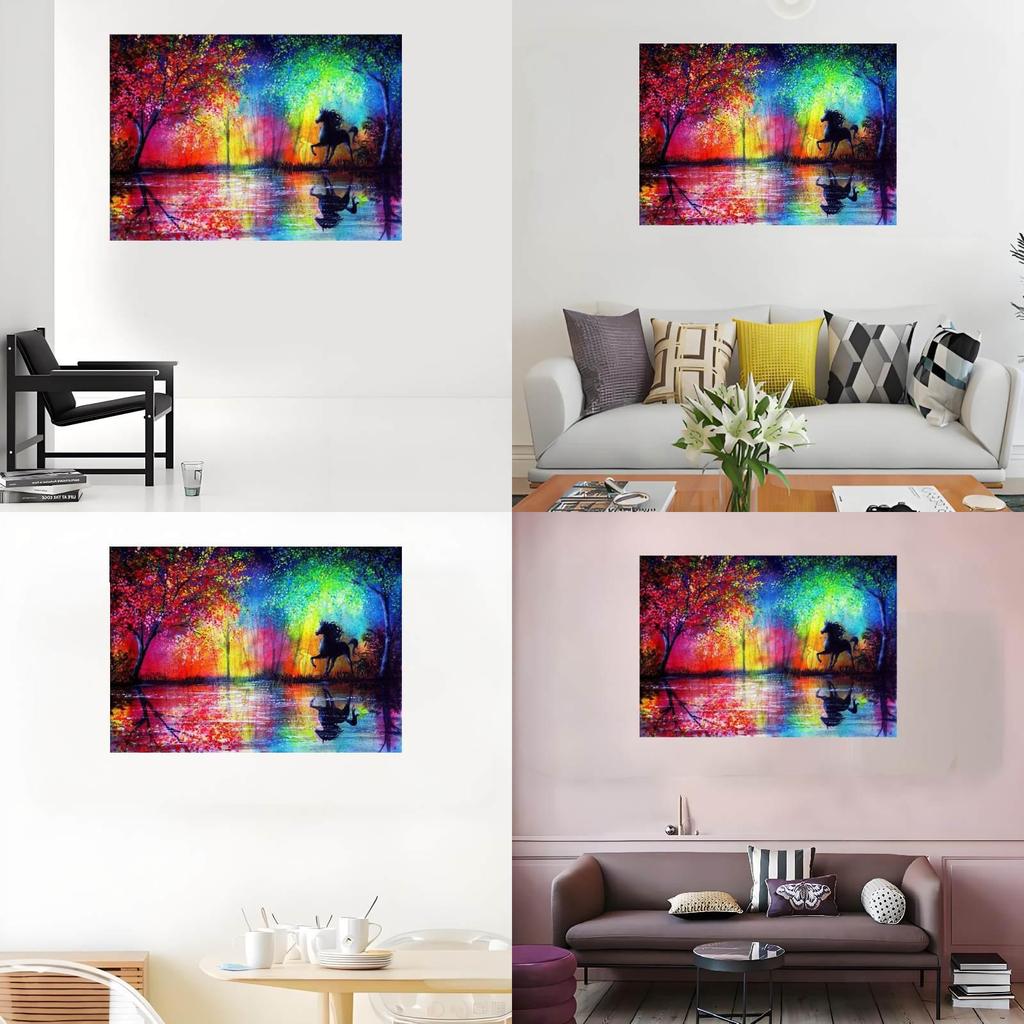 Холст Лошадь Настенное Искусство Живопись Животных с Технологией Распыления Для Декора Гостиницы и Кафе