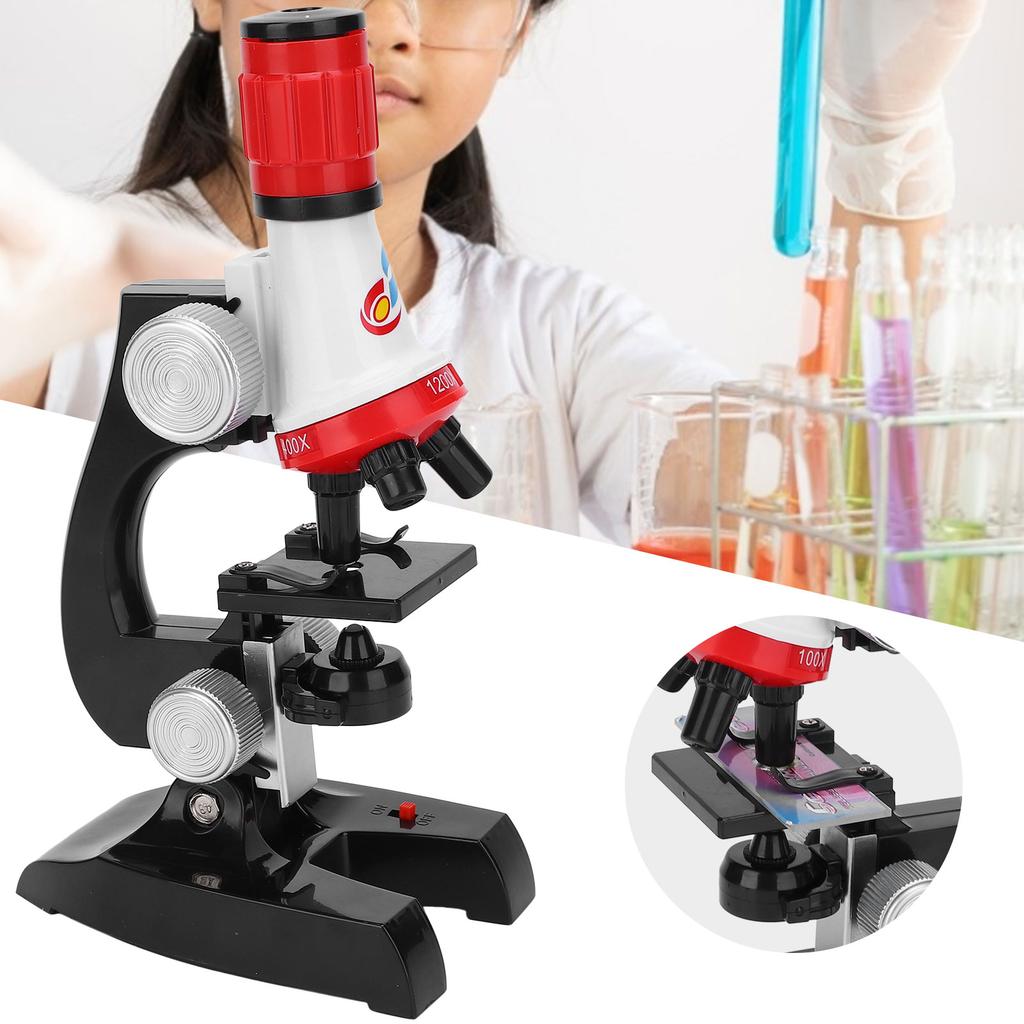 100X-400X-1200X Kid Children Microscope Set LED Biological Microscope Educational Science Toy