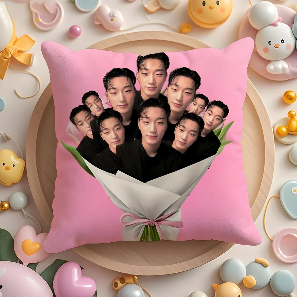 Kpop AAteez CChoi San Cushion Cover Plush Fabric Soft DoubleSided Printed Sofa Warm Winter Home Gift Pillow Cover