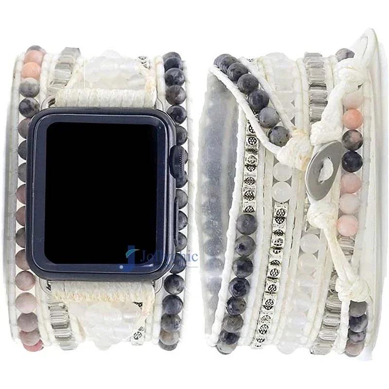 Ремешок Bohemia для Apple Watch Ultra Ремешок 49 мм 44 мм 45 мм 41 мм 42 мм 38 Ручной работы Браслет из натуральных бусин Iwatch Серия 8 7 6 Se 5 3