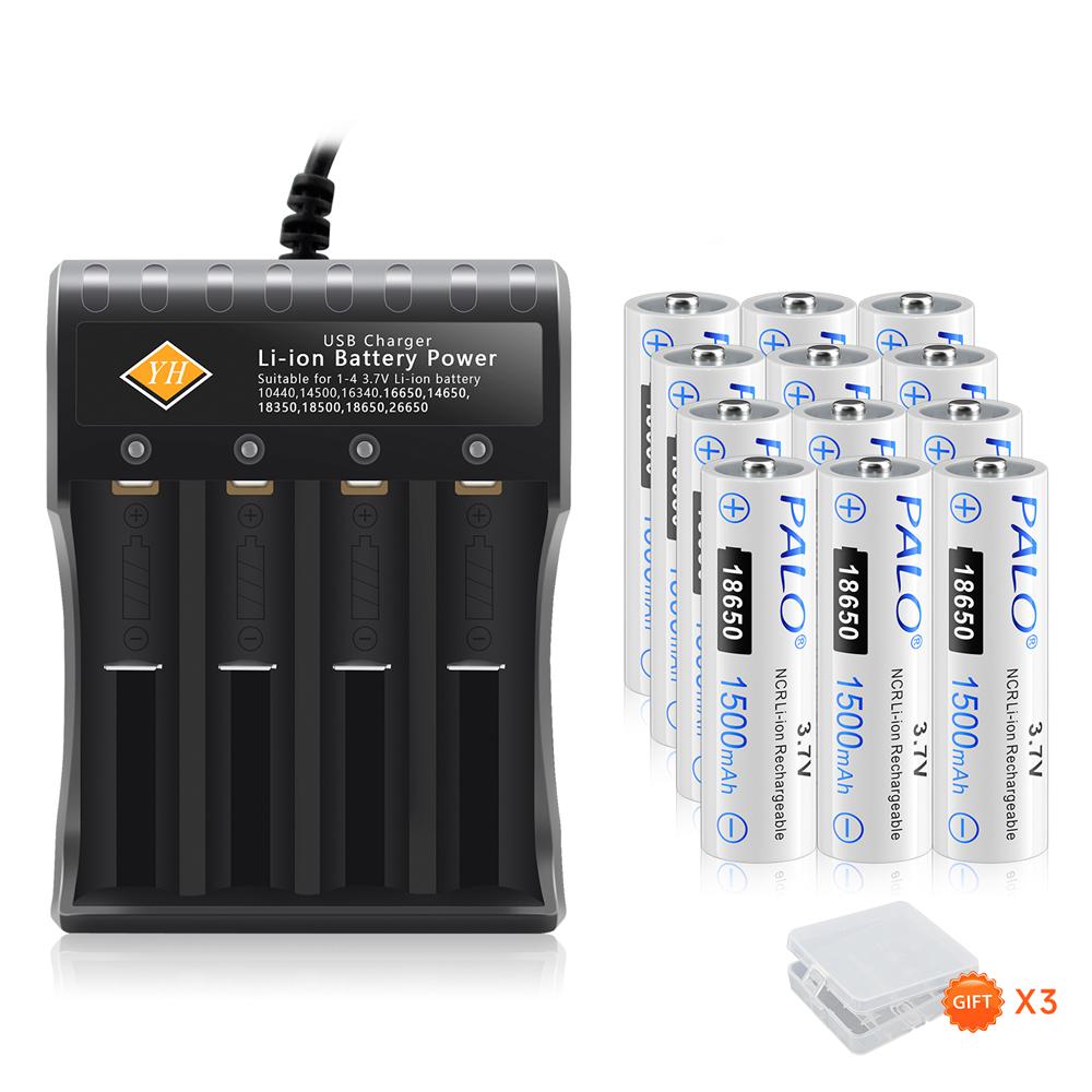 PALO 100% Original 18650 Battery 3.7V 18650 Lithium Ion Rechargeable Batteries 18650 Li-Ion Battery for Laser Pen Light Flashlig