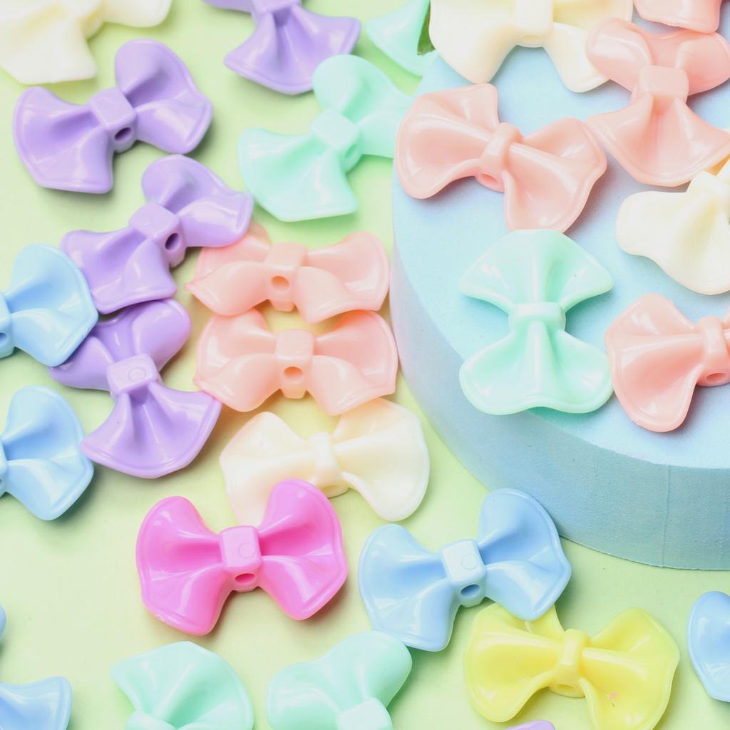 23.2*31mm 10Pcs Candy Color Cream Bow Acrylic Beads Charms DIY Bracelet Necklace Accessories for Jewelry Making