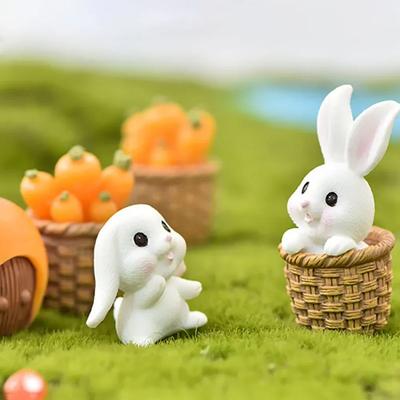 Милая Зайка Смоляная Сказочная Садовая Миниатюрная Фигурка Украшение Микро Пейзаж Домашний Декор Фигурка Кукольный Домик Аксессуары
