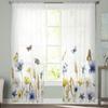 Цветочные бабочки, пшеничные ушки, оконные шторы для гостиной, спальни, кухни, шифоновые, прозрачные оконные занавески