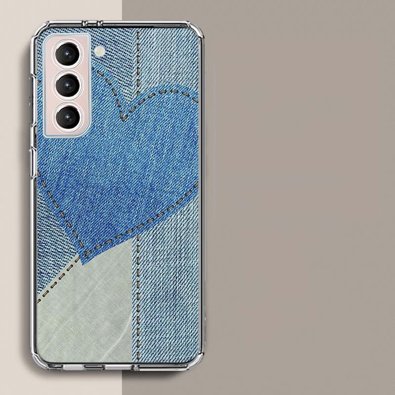 Стильный Джинсовый Чехол для Телефона Для Samsung Galaxy S25 Edge S24 S23 FE S21 S20 S10 Plus S22 S26 Ultra Чехол Прозрачные Чехлы ТПУ C