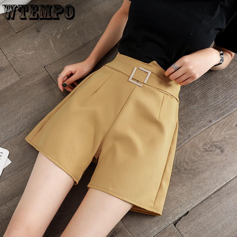 WTEMPO Summer Women's Chiffon Shorts Fashion High Waist Loose Shorts Wide Leg Shorts Casual Shorts Suit Shorts