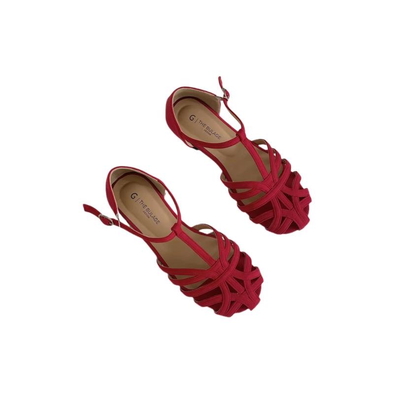 fanGui~ Retro Flat-soled Roman Sandals for Women's Outer Wear 2025 Summer New Hollow-woven T-shaped Casual Women's Shoes