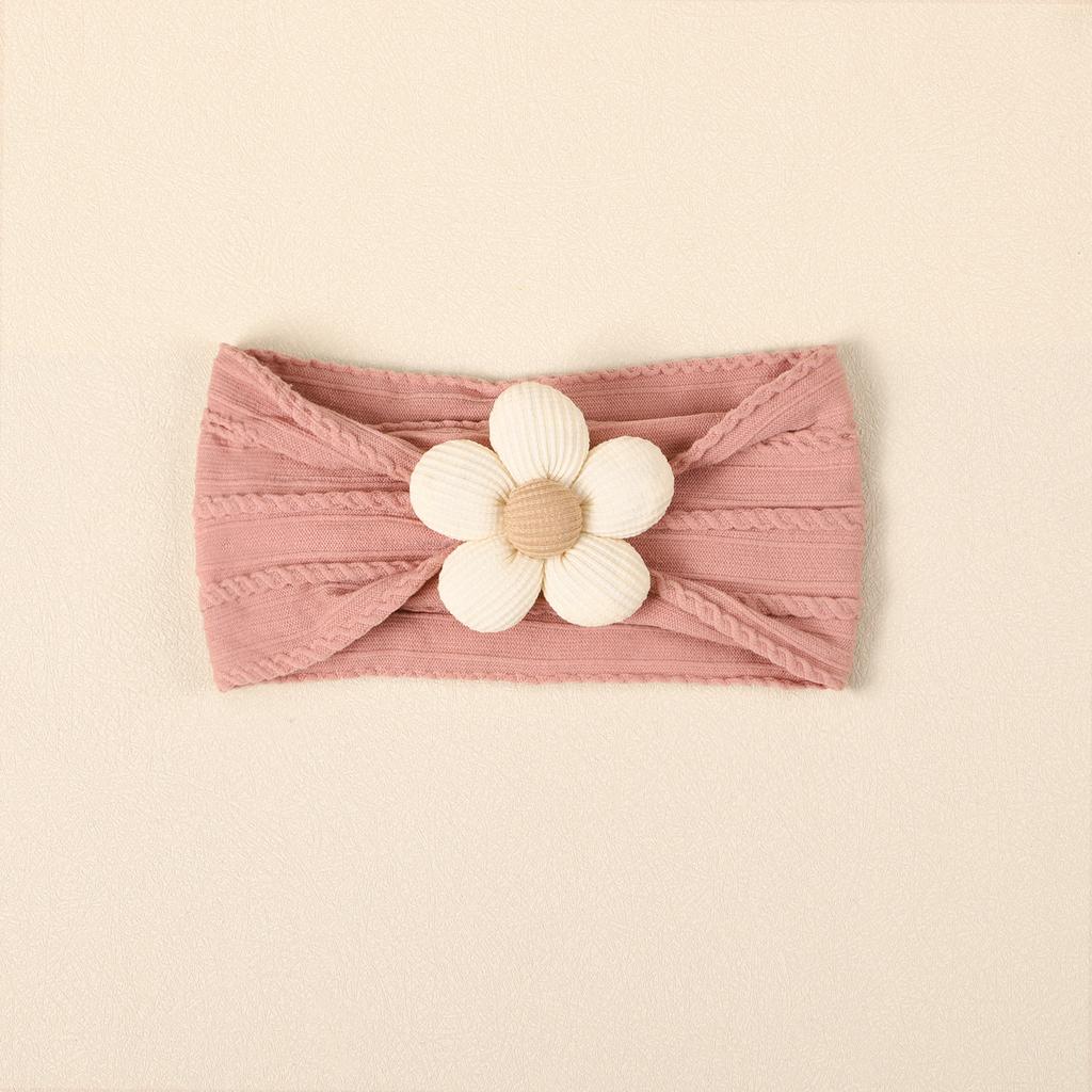 Children'S Hair Accessories Wool Filled Cotton Flower Bow Handmade Nylon Headband Milk Coffee Baby Headband