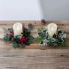 Home Party Candlestick Fake Leaves Wreath For Candle Holder Artificial Cherry Pinecone Garland