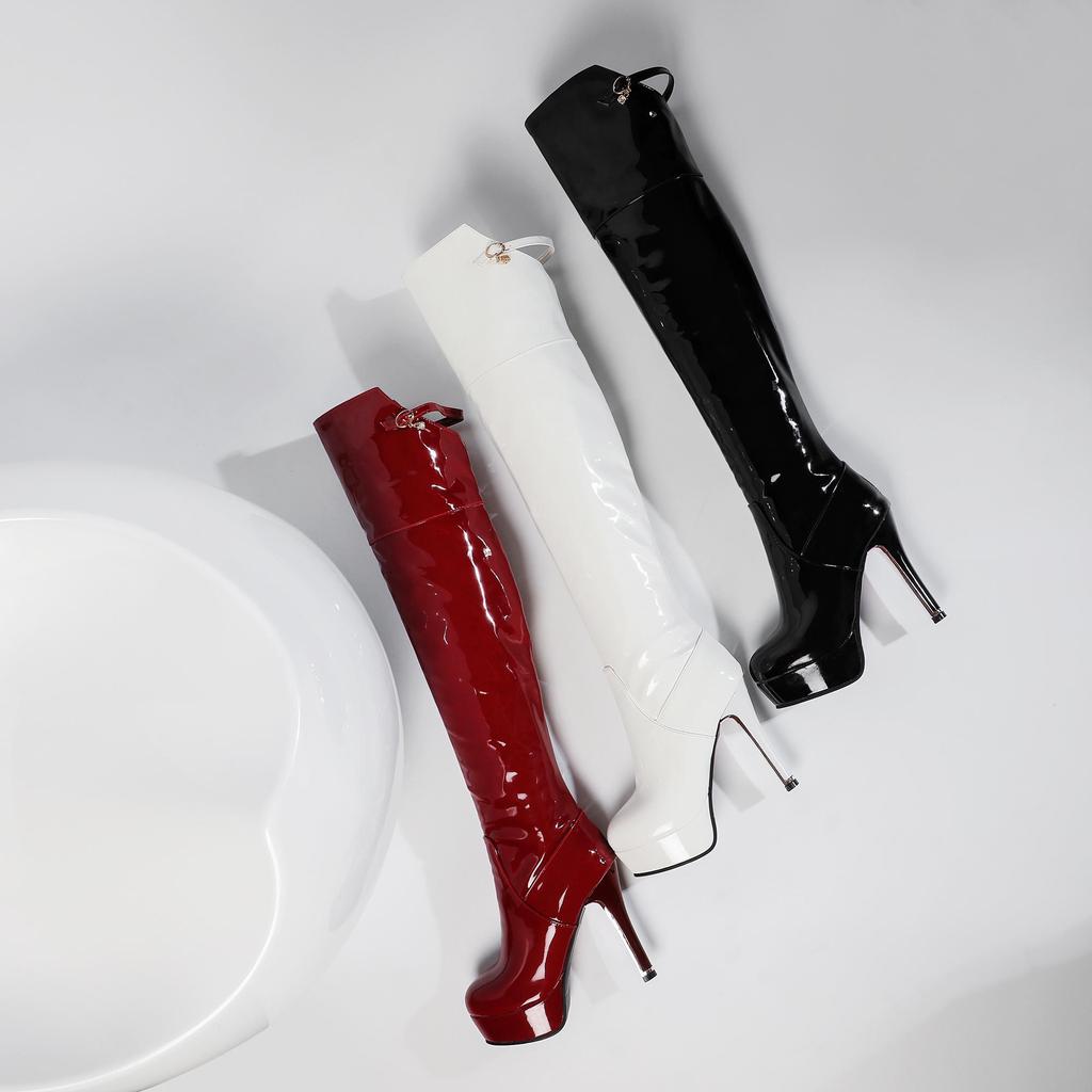 Женские сапоги на высоком каблуке, новые осенние и зимние водонепроницаемые ботинки на платформе в европейском и американском стиле, толстый каблук, сапоги до колена на большом каблуке.