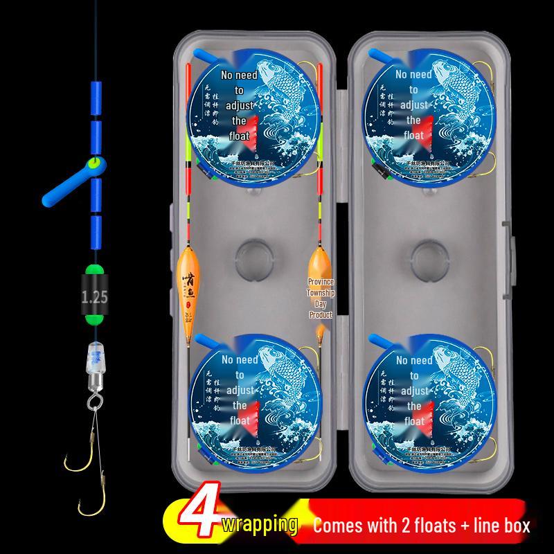 Готовый набор поплавков для карася, высокая чувствительность: Включает поплавок, основную леску, двойные крючки и поводок для ловли нахлыстом.