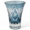Mizukage Kiriko Glass Cup for Cold Diameter X Star Fan Ink Current Model J-kitchens Sake, 6.2 7.8cm, 60cc, Design, Blue, Bisho,