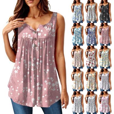 Женская мода плиссированная безрукавка повседневная футболка жилет топ на пуговицах